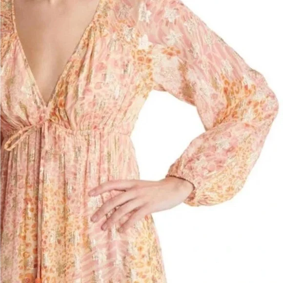 Ciebon Crissta Metallic Print Light Pink Long Sleeve Maxi Dress Size XS - Picture 8 of 8